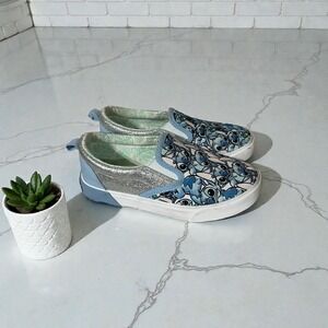 Disney Ground Up Stitch Kids Slip On Sneakers‎ Blue Silver Glitter GMST24GU005 1